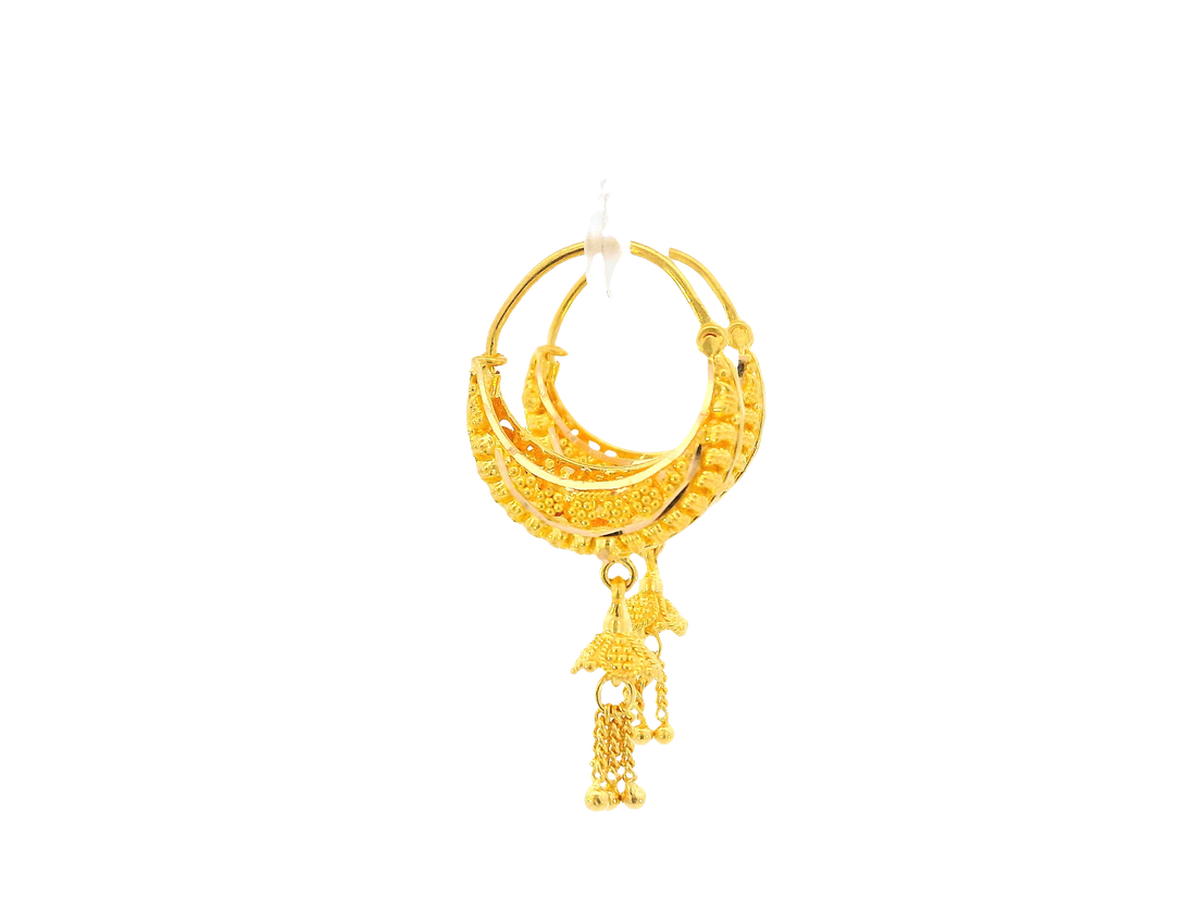 22K Yellow Gold Hoop Earrings  Polished Finish