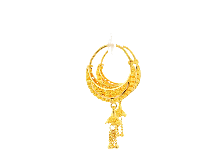 22K Yellow Gold Hoop Earrings  Polished Finish
