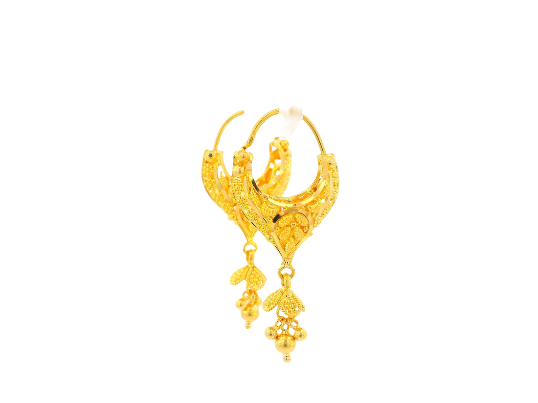 22K Yellow Gold Hoop Earrings Polished Finish