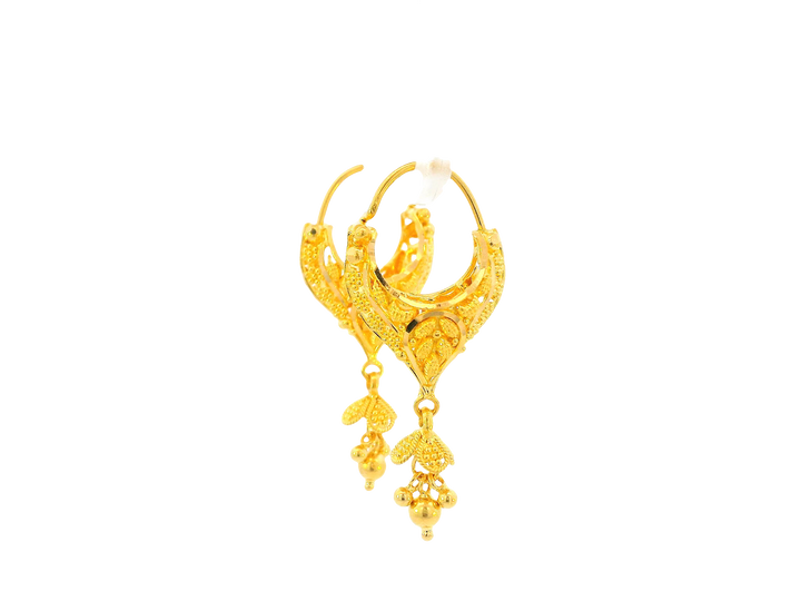 22K Yellow Gold Hoop Earrings Polished Finish