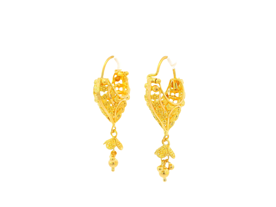 22K Yellow Gold Hoop Earrings Polished Finish