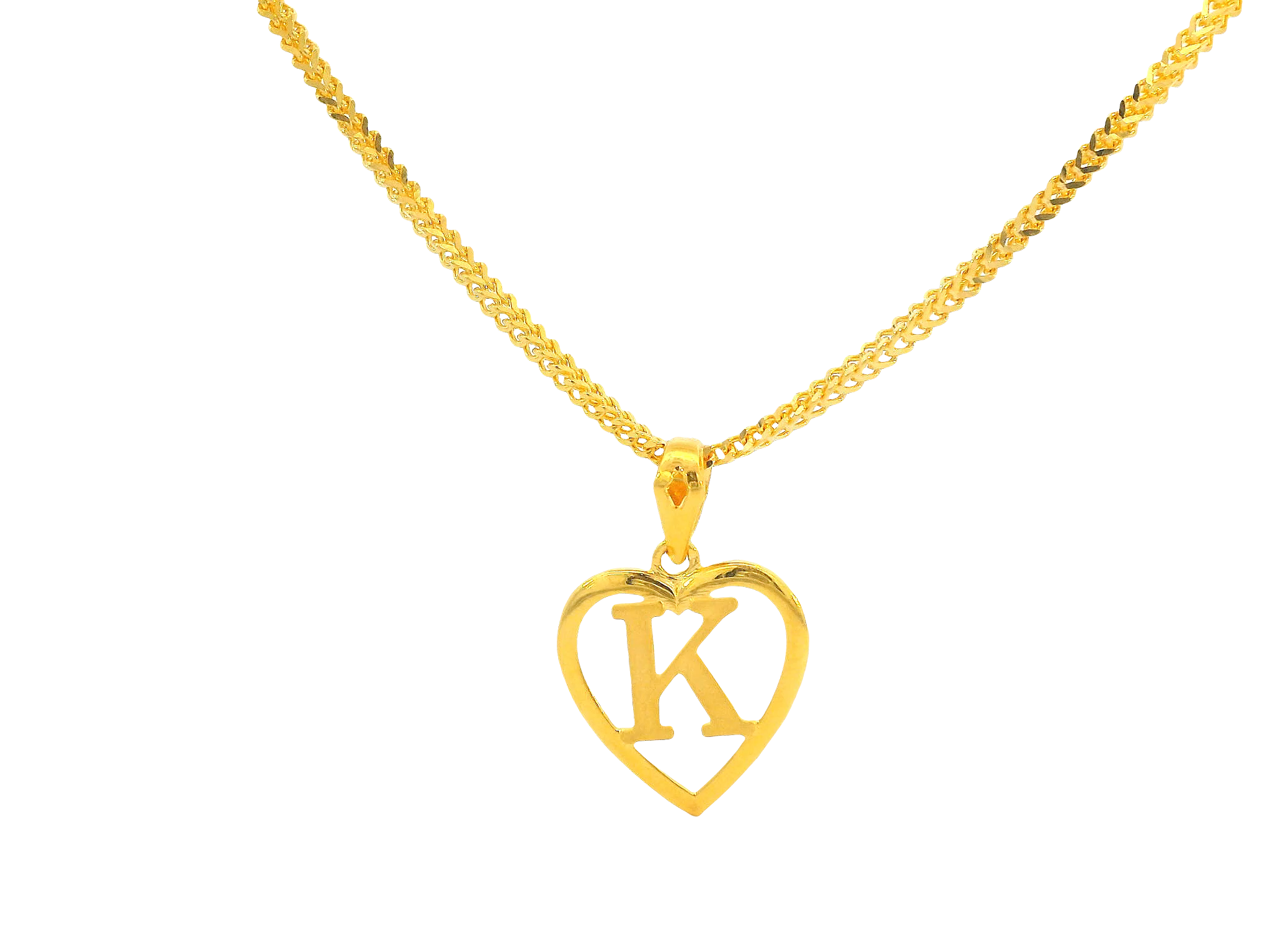 22K Yellow Gold Initial “K” Pendant