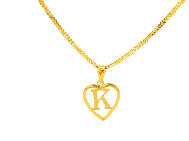 22K Yellow Gold Initial “K” Pendant