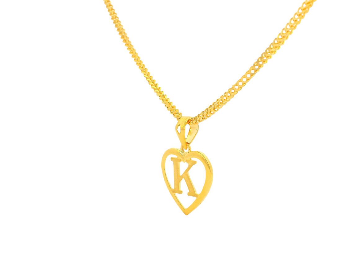 22K Yellow Gold Initial “K” Pendant