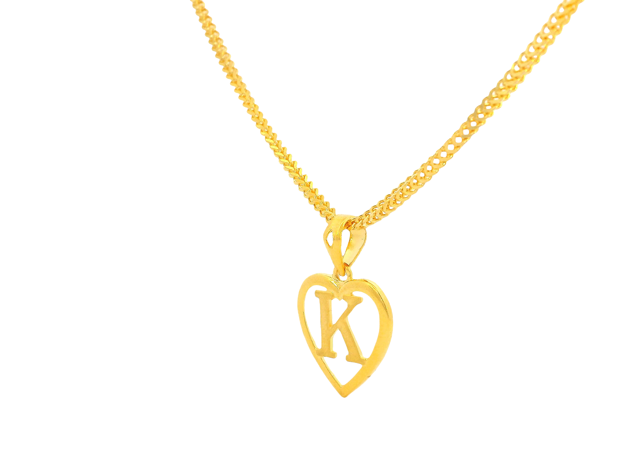 22K Yellow Gold Initial “K” Pendant