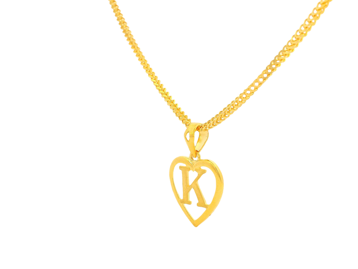 22K Yellow Gold Initial “K” Pendant