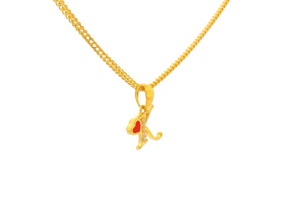 22K Yellow Gold Initial “K” Pendant with Cubic Zirconia