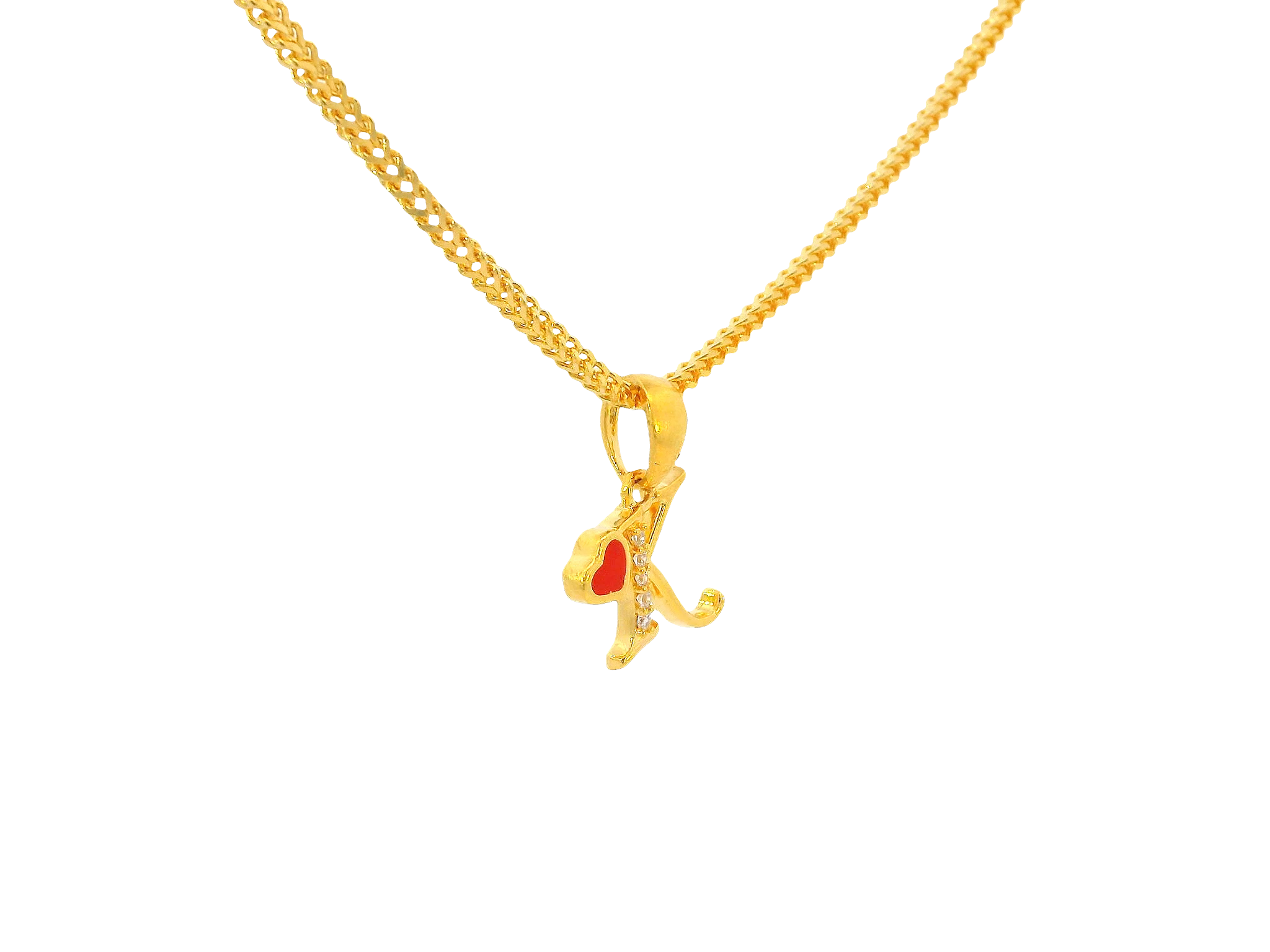 22K Yellow Gold Initial “K” Pendant with Cubic Zirconia