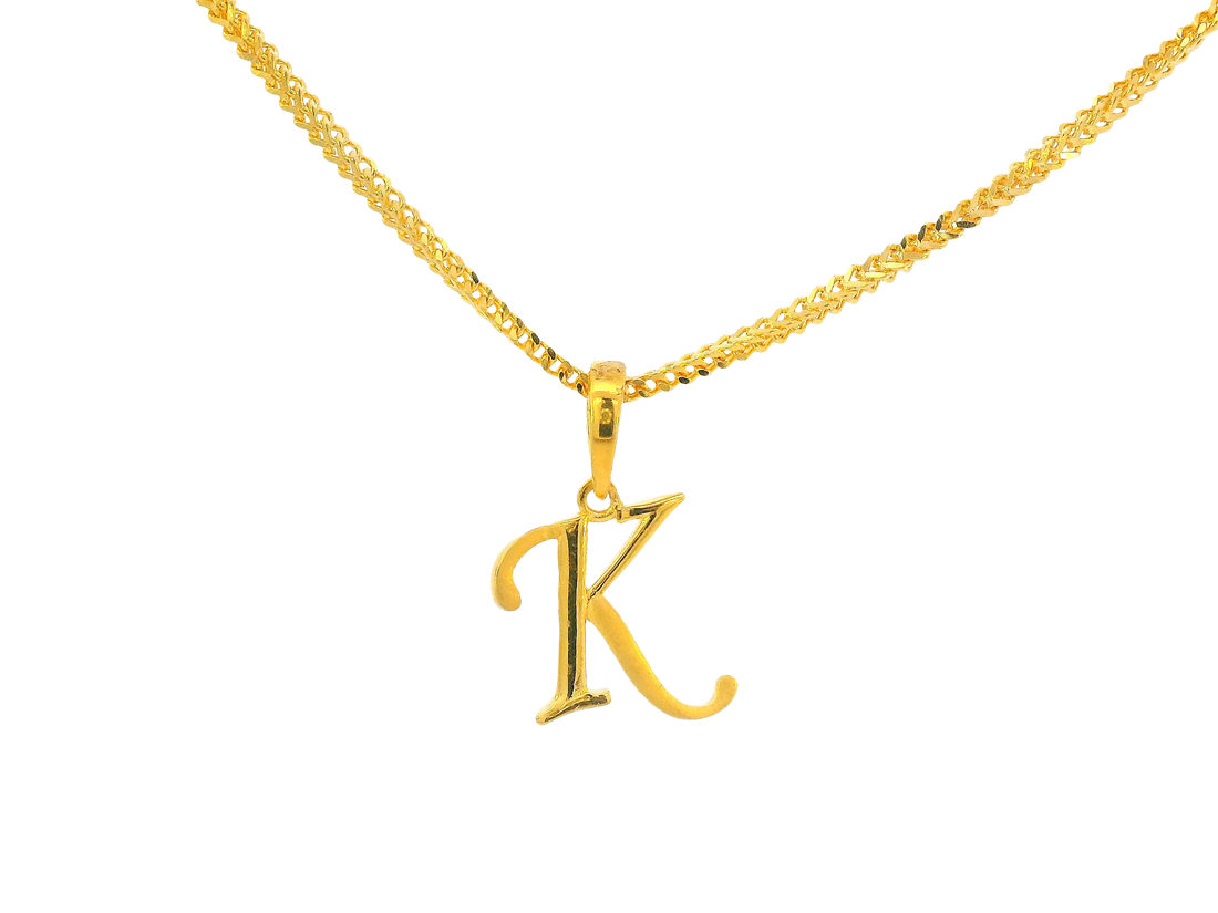 22K Yellow Gold Initial “K” Pendant Polished Finish