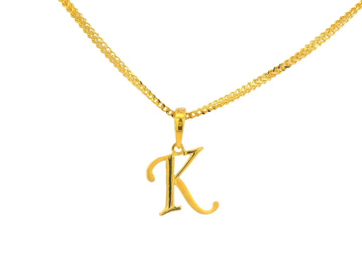 22K Yellow Gold Initial “K” Pendant Polished Finish