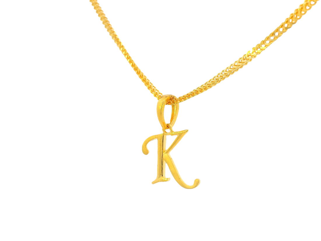 22K Yellow Gold Initial “K” Pendant Polished Finish