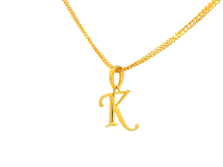22K Yellow Gold Initial “K” Pendant Polished Finish
