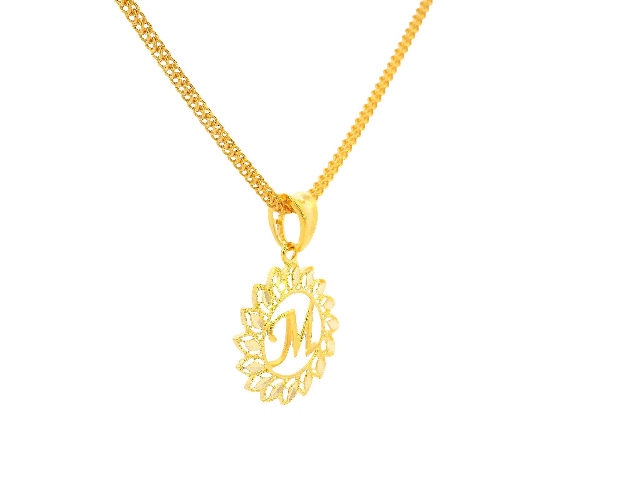 22K Yellow Gold Initial “M” Pendant Polished Finish