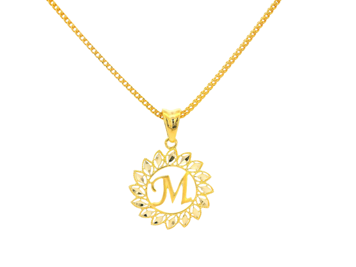 22K Yellow Gold Initial “M” Pendant Polished Finish