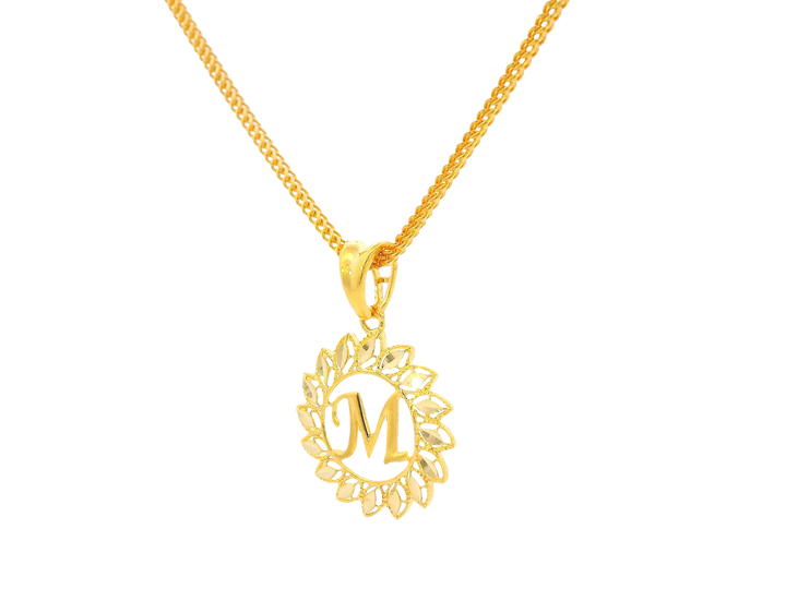 22K Yellow Gold Initial “M” Pendant Polished Finish