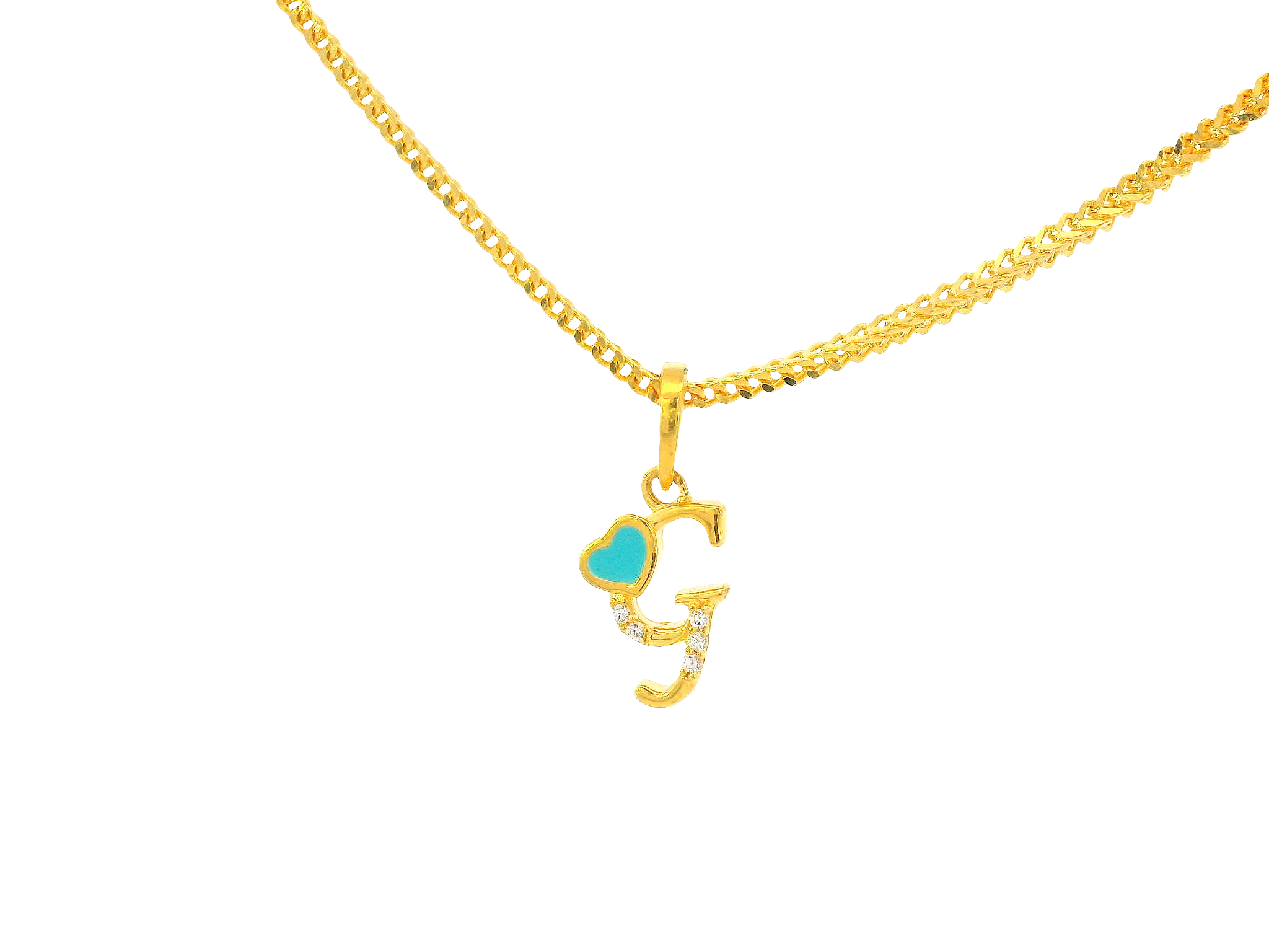 22K Yellow Gold Initial “G” Pendant with Cubic Zirconia