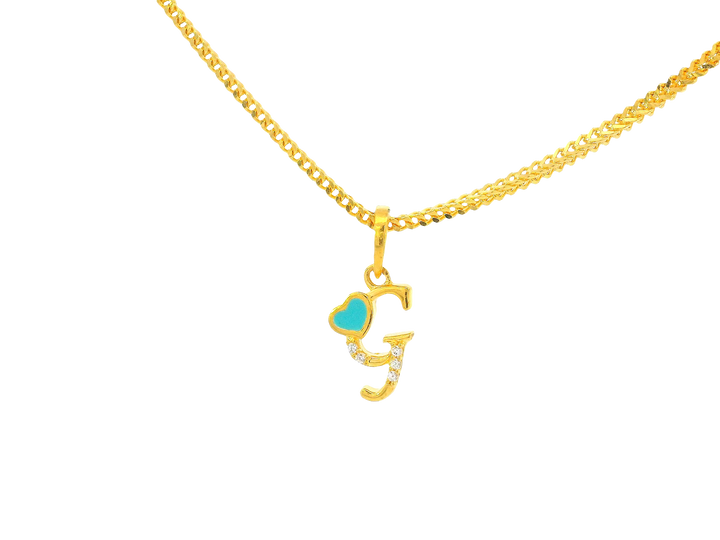 22K Yellow Gold Initial “G” Pendant with Cubic Zirconia
