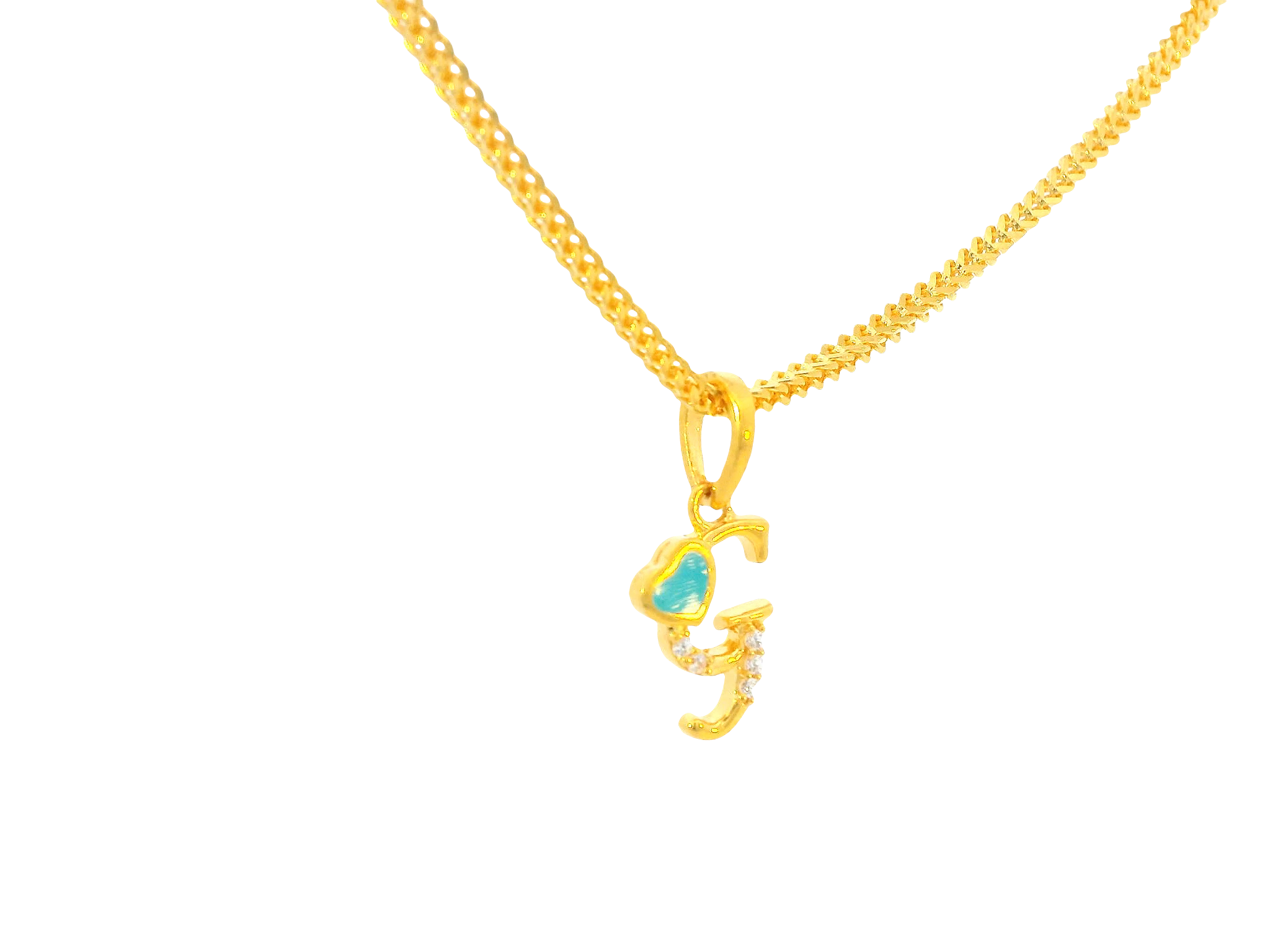 22K Yellow Gold Initial “G” Pendant with Cubic Zirconia