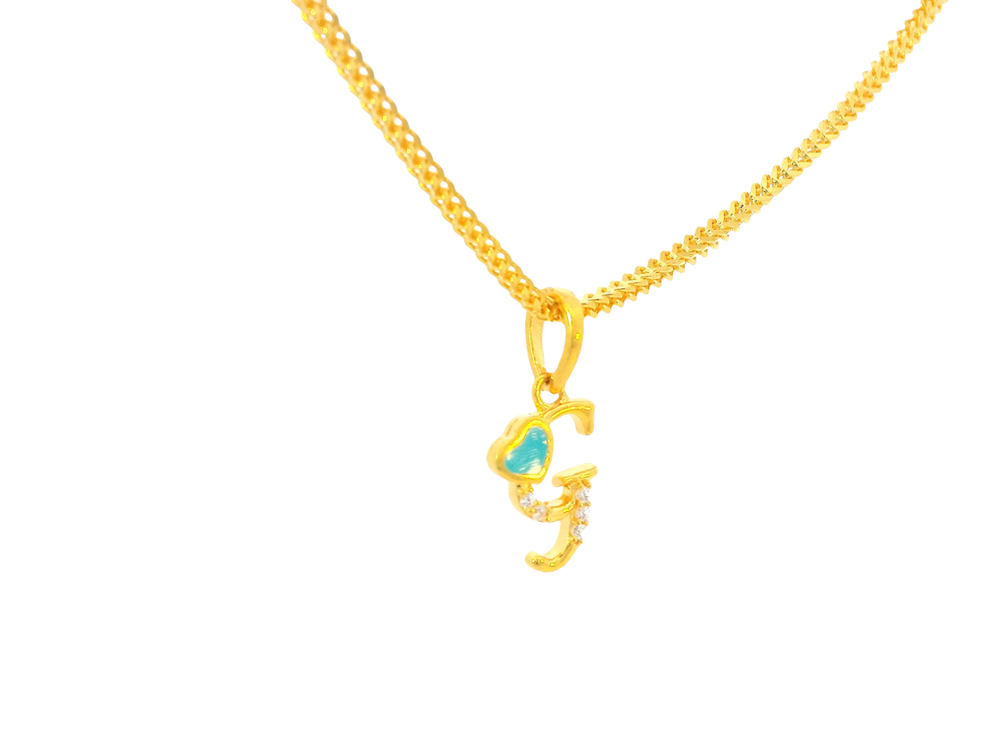 22K Yellow Gold Initial “G” Pendant with Cubic Zirconia