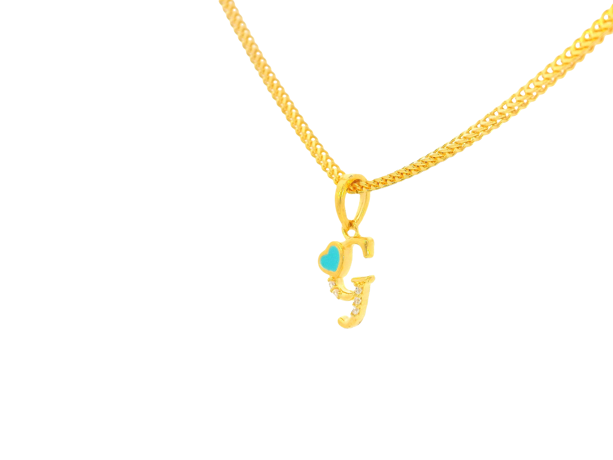 22K Yellow Gold Initial “G” Pendant with Cubic Zirconia