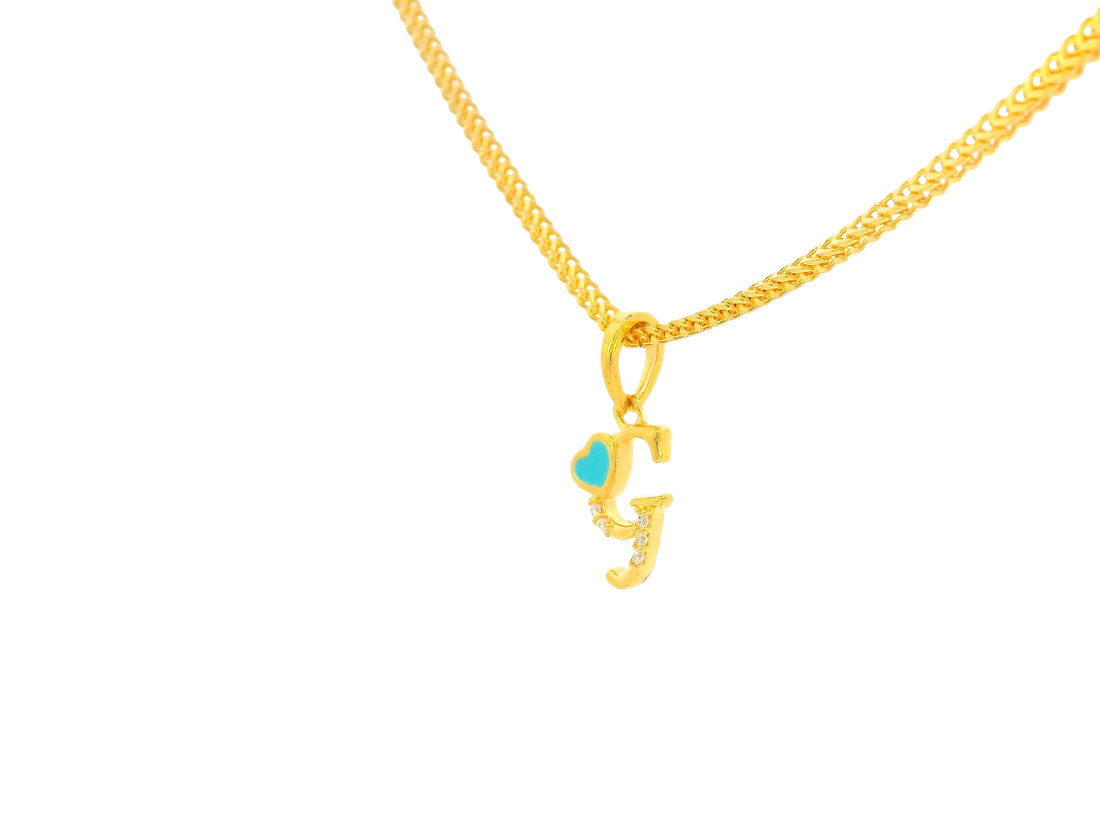 22K Yellow Gold Initial “G” Pendant with Cubic Zirconia