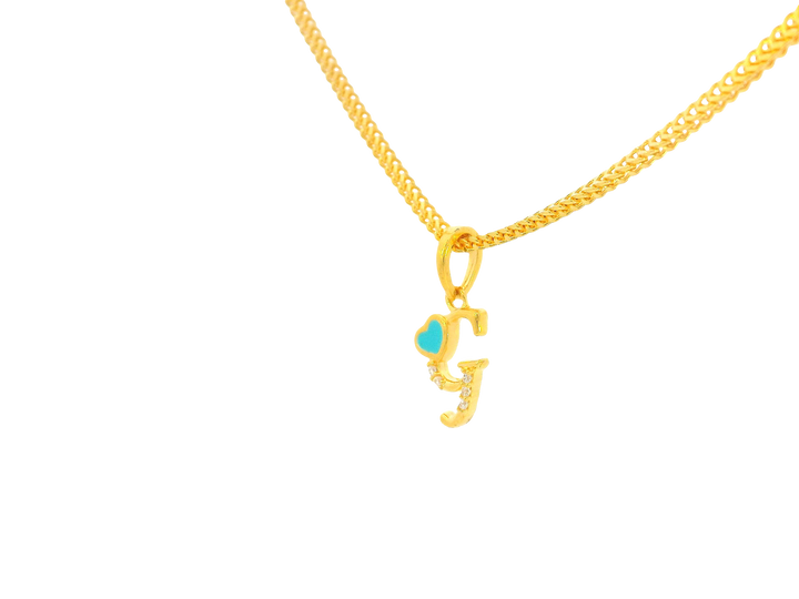 22K Yellow Gold Initial “G” Pendant with Cubic Zirconia