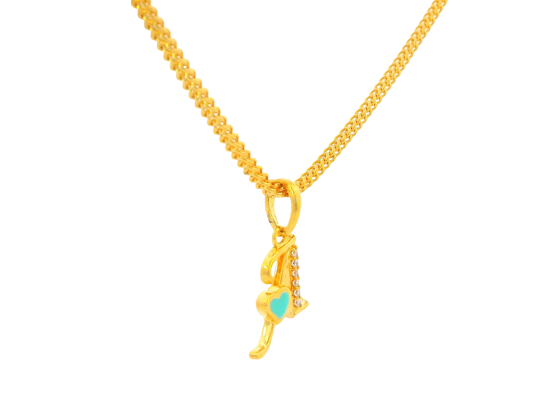 22K Yellow Gold Initial “A” Pendant with Cubic Zirconia