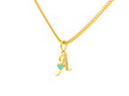 22K Yellow Gold Initial “A” Pendant with Cubic Zirconia