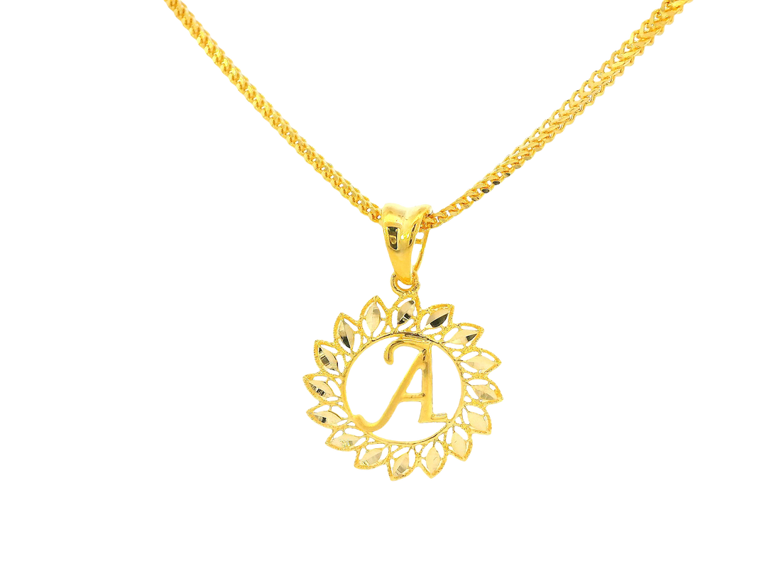 22K Yellow Gold Initial “A” Pendant