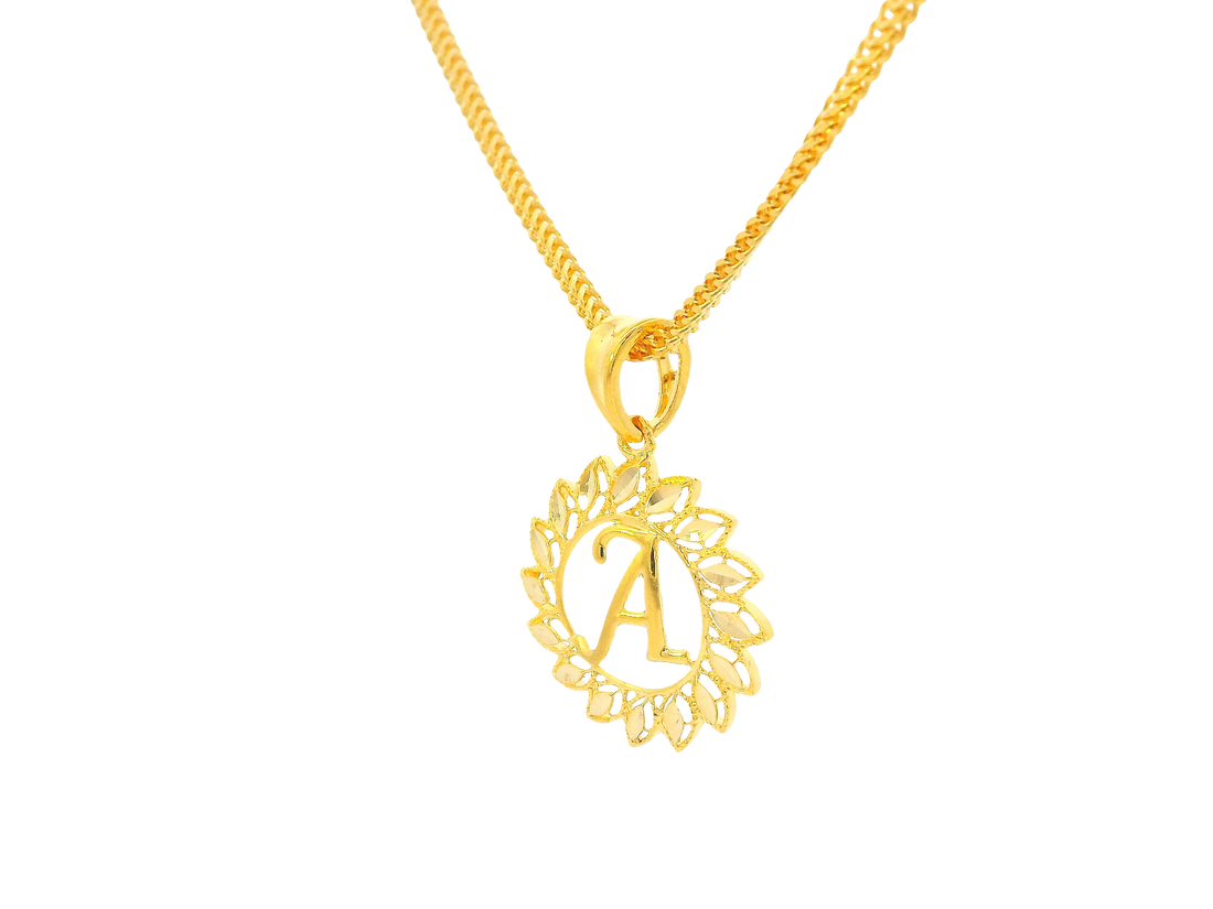 22K Yellow Gold Initial “A” Pendant