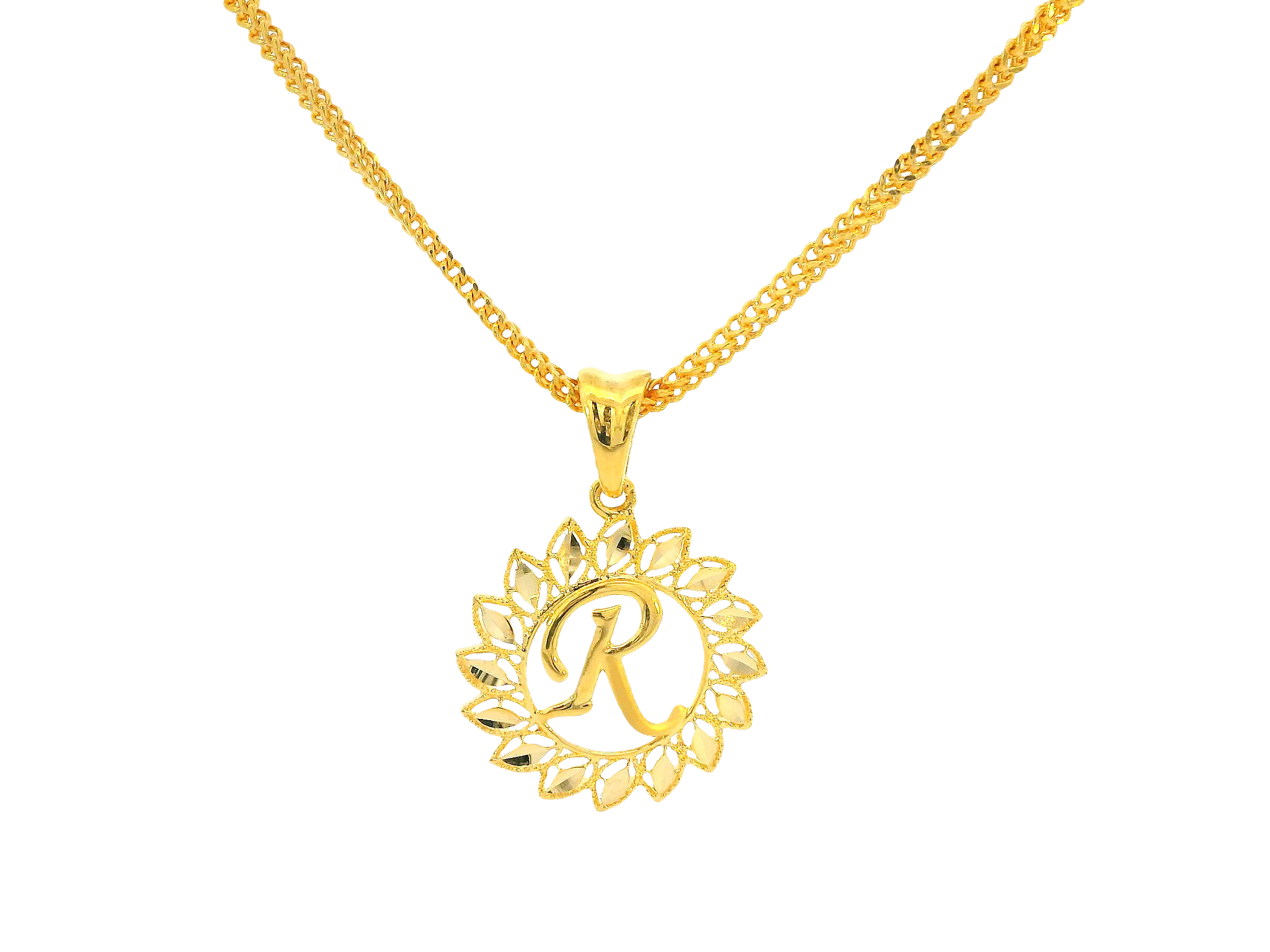 22K Yellow Gold Initial “R” Pendant