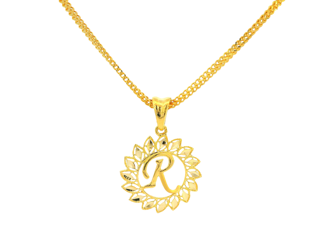 22K Yellow Gold Initial “R” Pendant