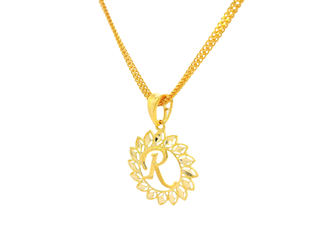 22K Yellow Gold Initial “R” Pendant