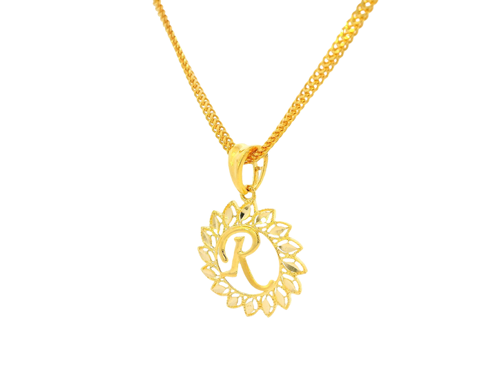 22K Yellow Gold Initial “R” Pendant