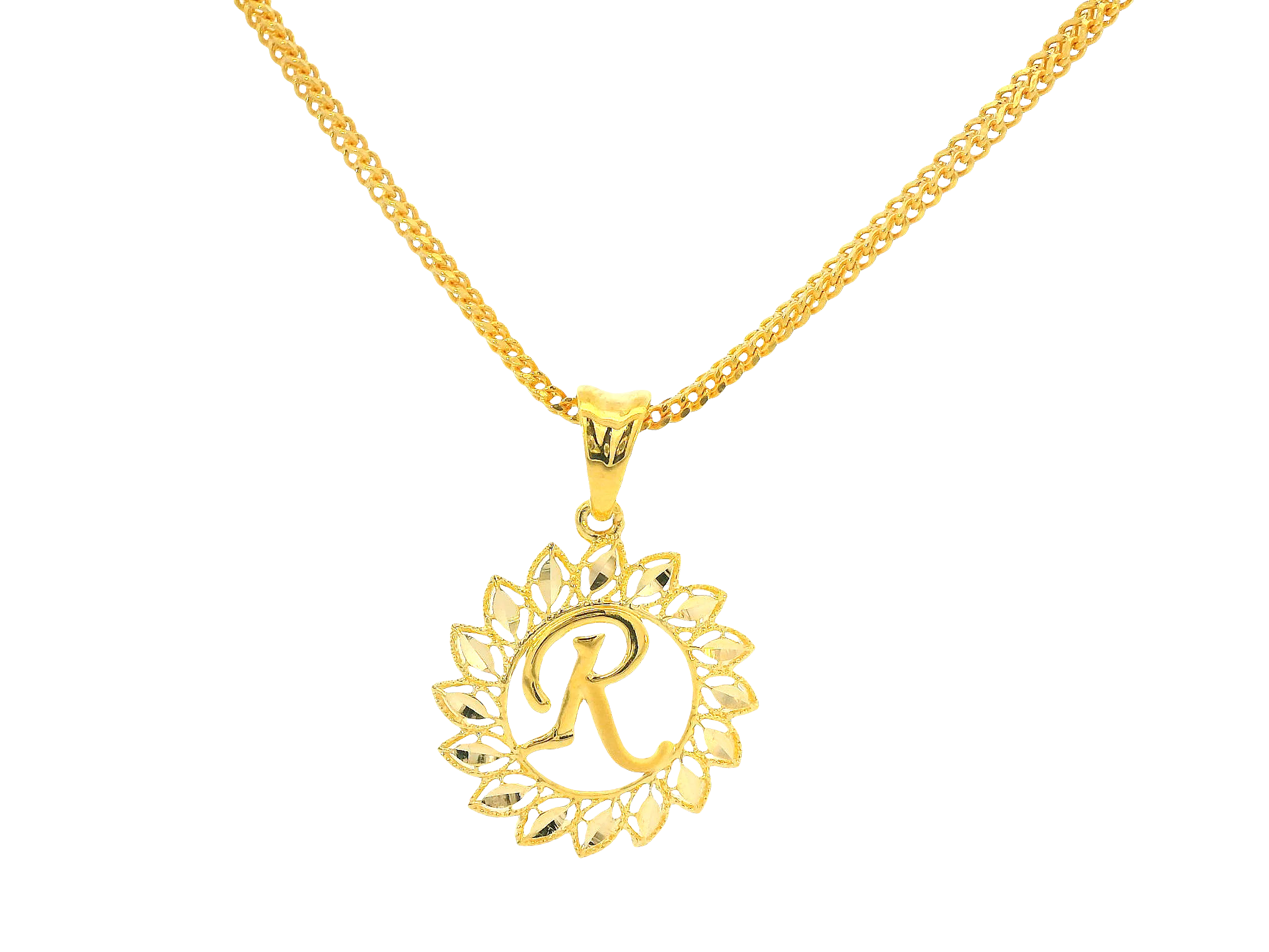 22K Yellow Gold Initial “R” Pendant