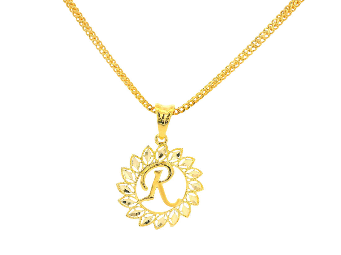 22K Yellow Gold Initial “R” Pendant
