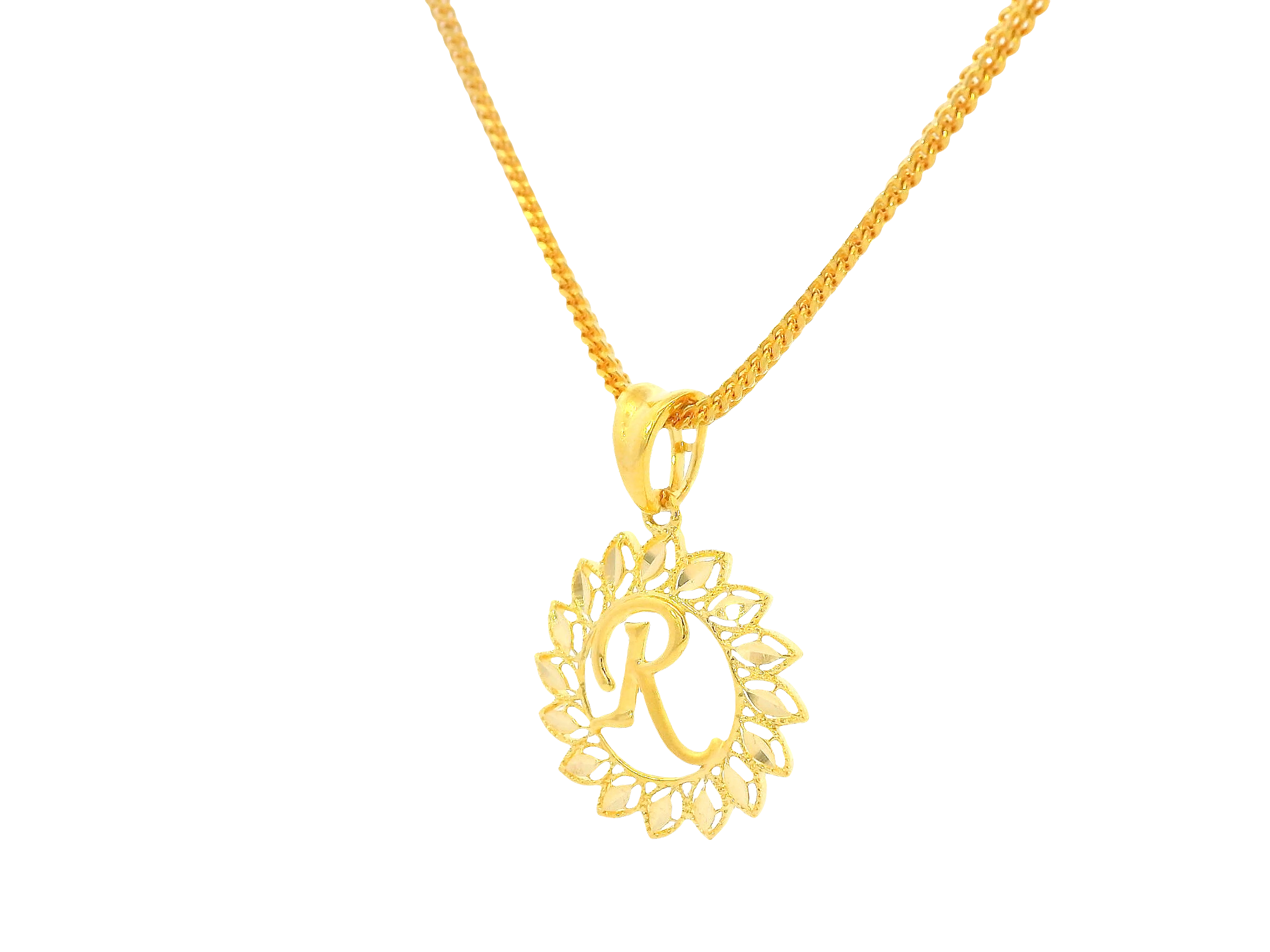 22K Yellow Gold Initial “R” Pendant