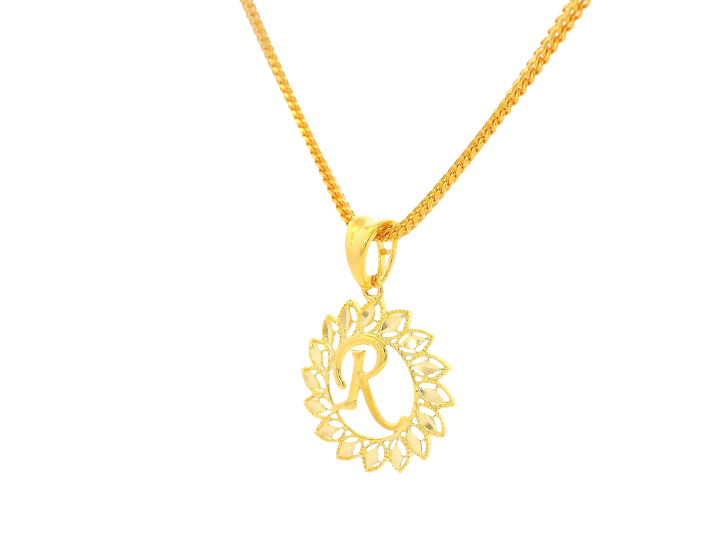 22K Yellow Gold Initial “R” Pendant