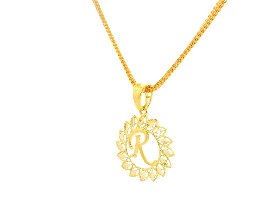 22K Yellow Gold Initial “R” Pendant