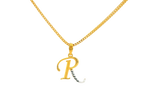 22K Yellow &amp; White Gold Initial “R” Pendant