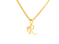 22K Yellow Gold Initial “R” Pendant with Cubic Zirconia