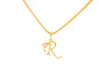 22K Yellow Gold Initial “R” Pendant with Cubic Zirconia