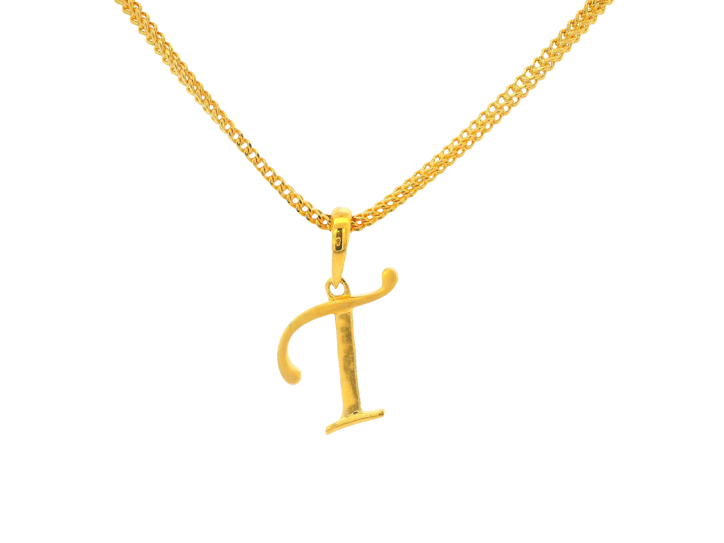 22K Yellow Gold Initial “T” Pendant
