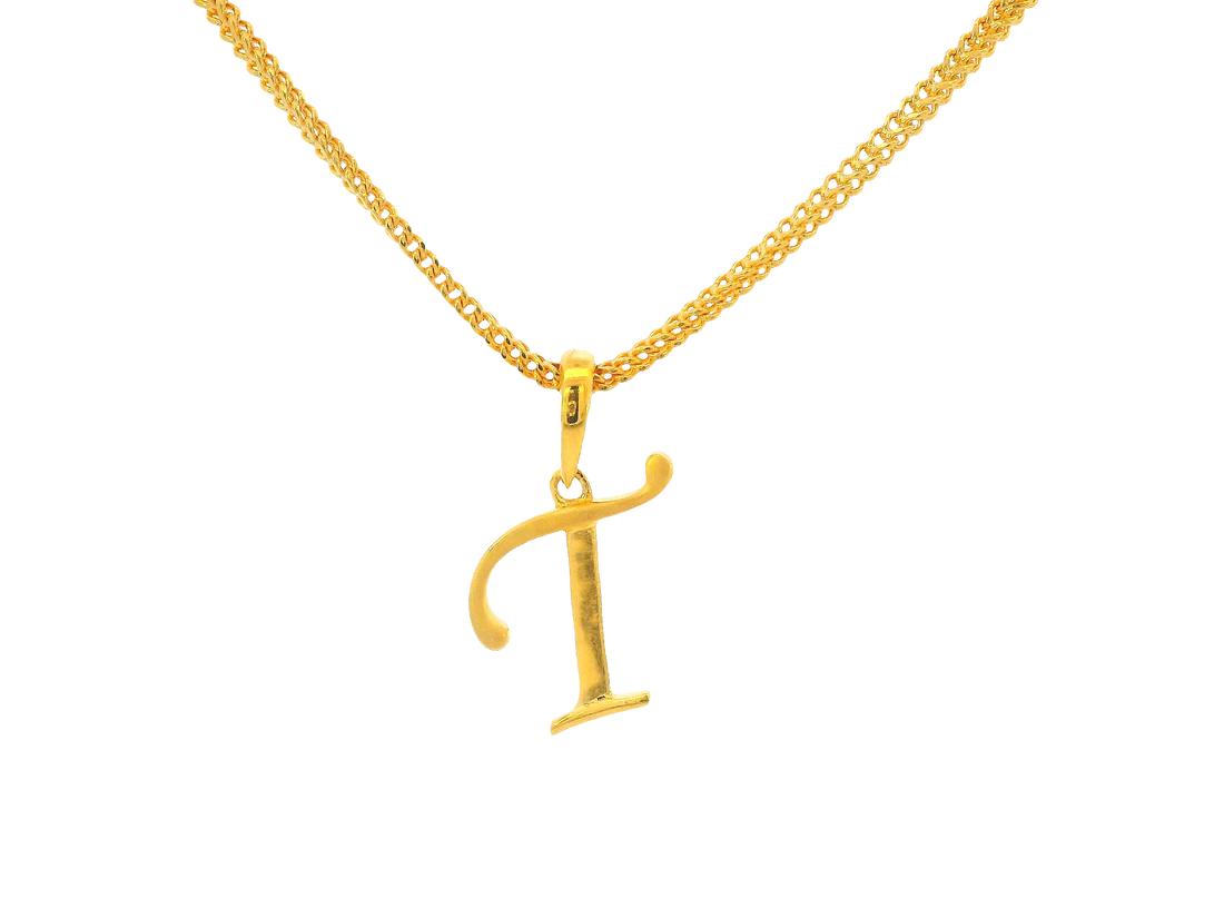 22K Yellow Gold Initial “T” Pendant