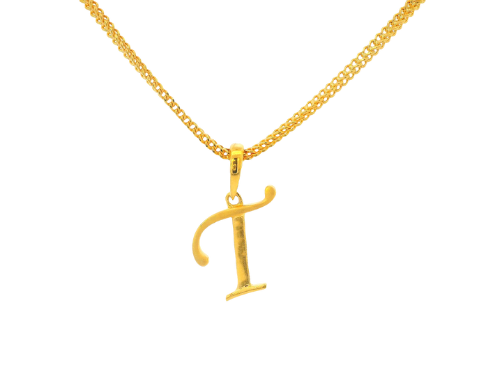 22K Yellow Gold Initial “T” Pendant