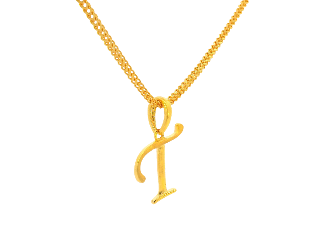 22K Yellow Gold Initial “T” Pendant