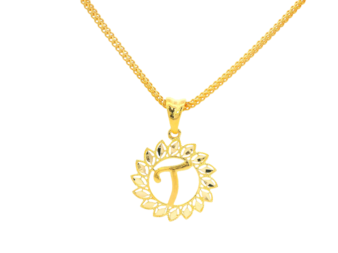 22K Yellow Gold Initial “T” Pendant