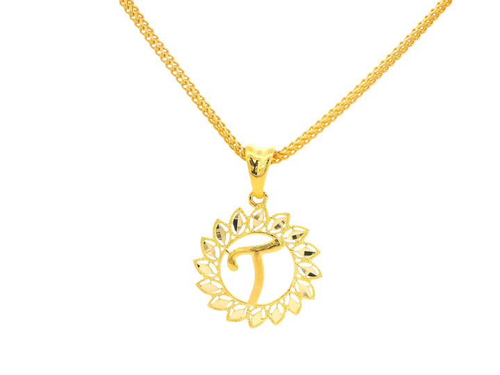 22K Yellow Gold Initial “T” Pendant