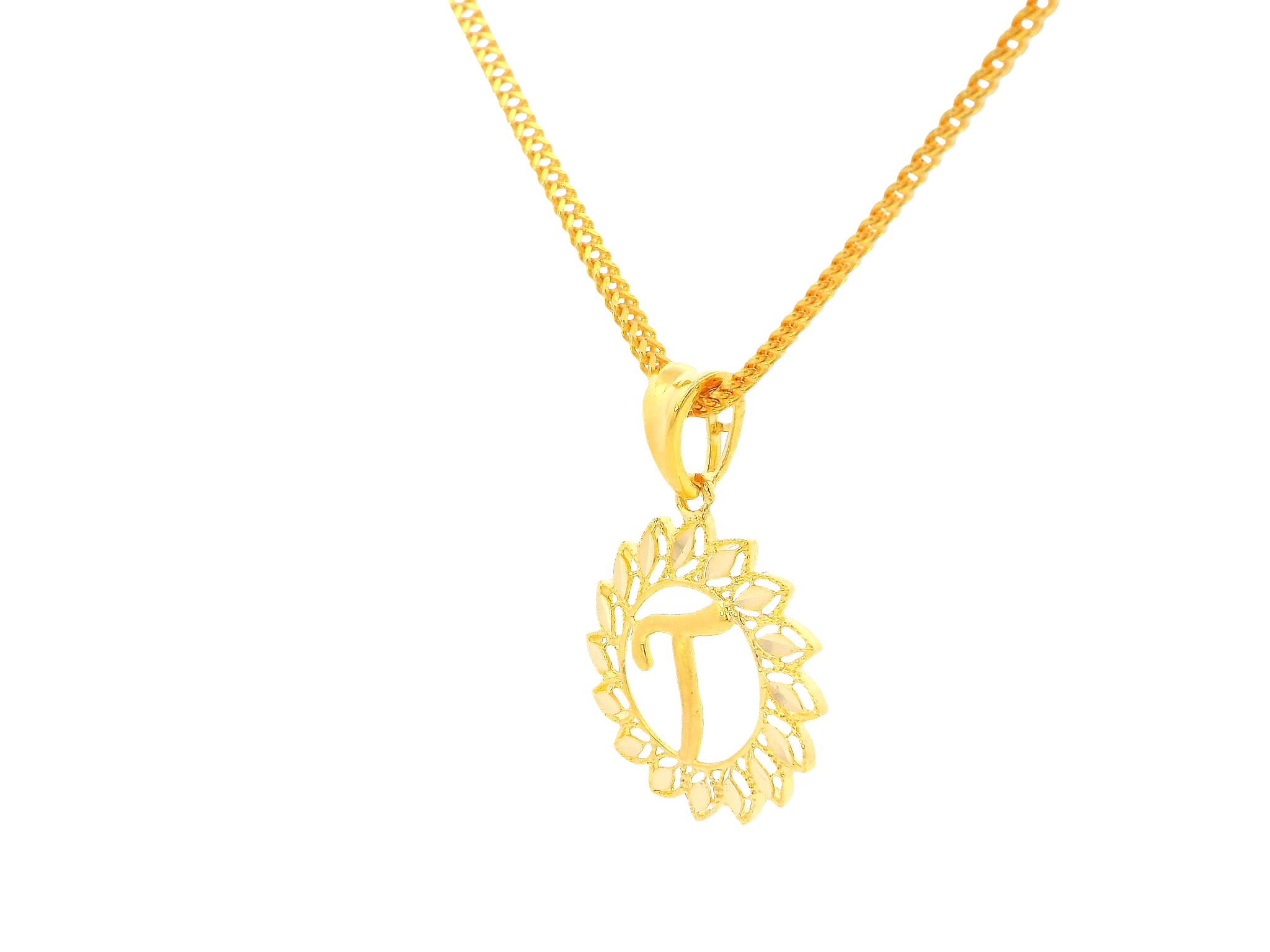 22K Yellow Gold Initial “T” Pendant