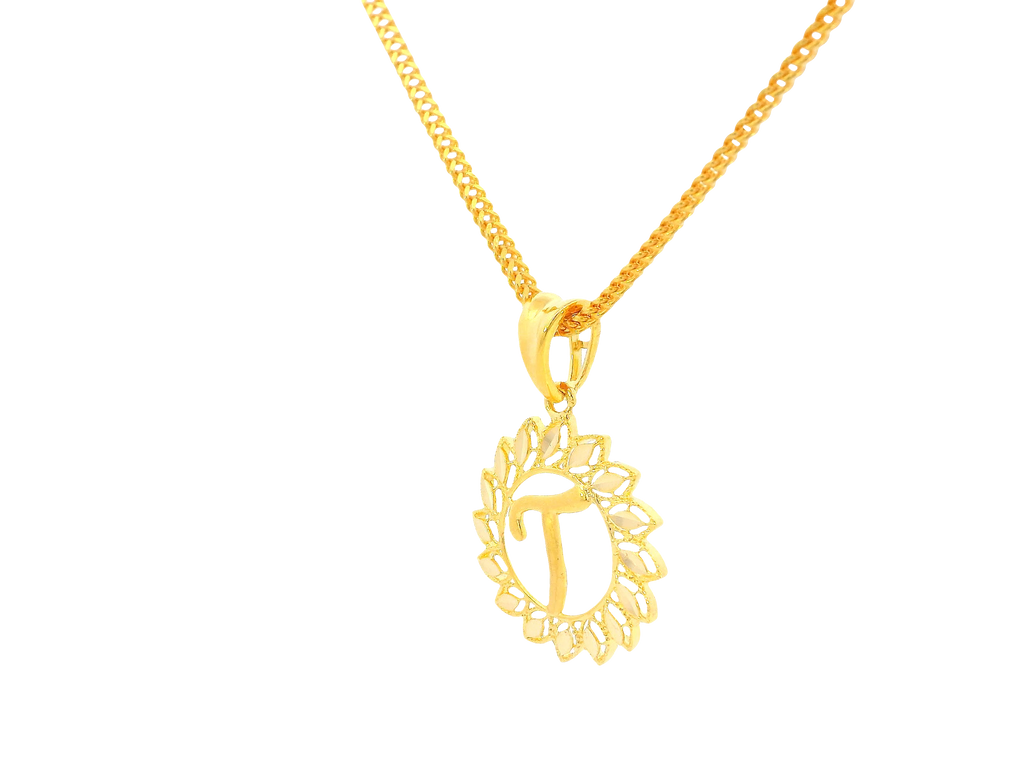22K Yellow Gold Initial “T” Pendant